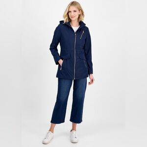 Michael Kors Women's Hooded Raincoat Lined Water Resistant